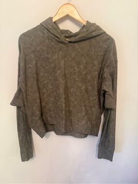 Athleta Olive Green Camo Hooded Pullover